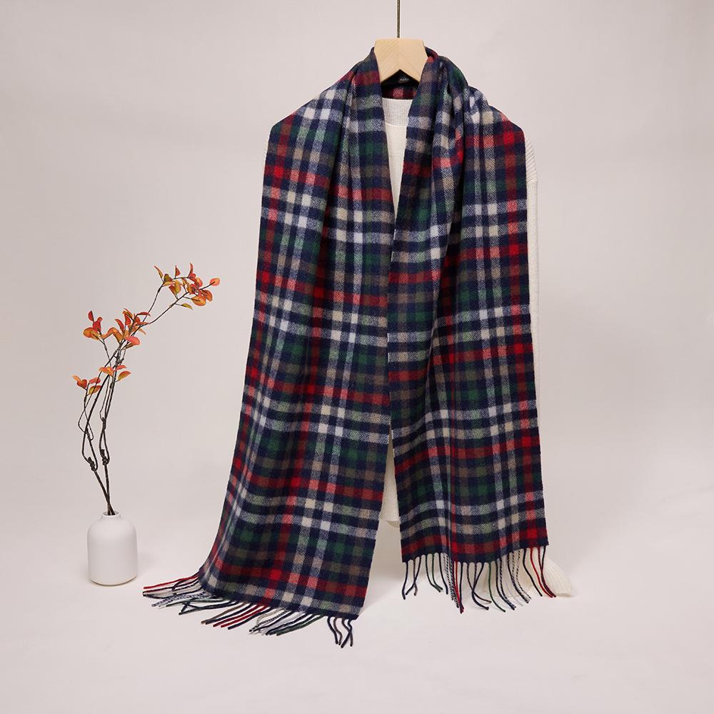

Men s and Women s Yarn-Dyed Plaid Wool Scarf - Versatile Winter Warm Pure Sheep Wool Neck Warmer Shawl