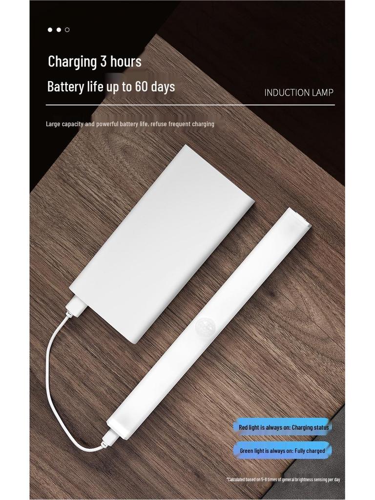 Rechargeable LED Sensor Night Light Strip - Dimmable for Living Room, Bedroom, Bathroom, Dorm, Wardrobe.