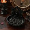 Dark Niche Desk Decor Church Carving Design Storage Box, Matte Black Desktop Organizer for Rings Gothic Home Ornament Bracelets Goth Decor, Style Tray