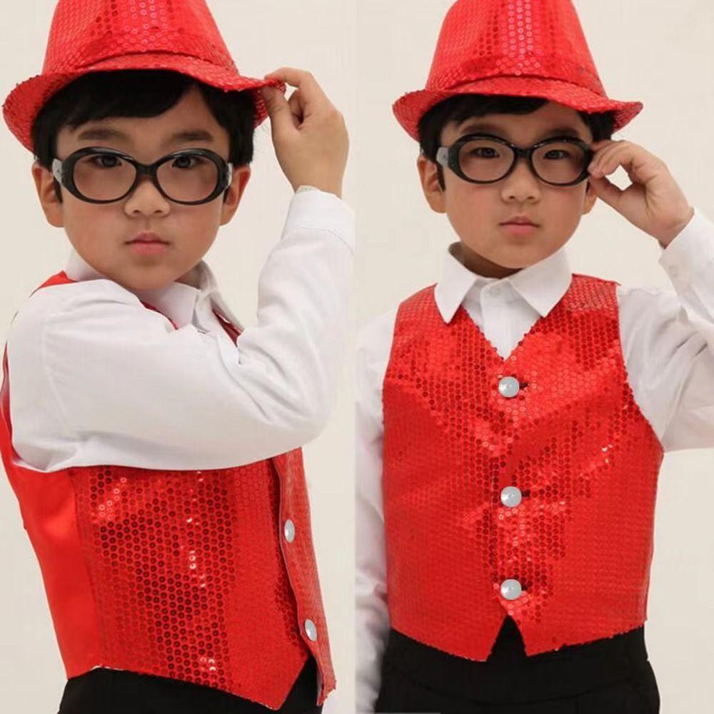 Dressy Look Hip-hop Waistcoats New Style Performance Suit Sequins Vest Dance Costume  Dance Party