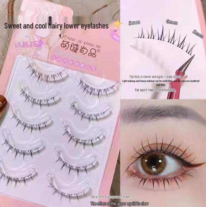 Mengjie 12-Row Cat Elf False Eyelashes, Large Capacity Natural Clusters, Segmented for On-Camera Use