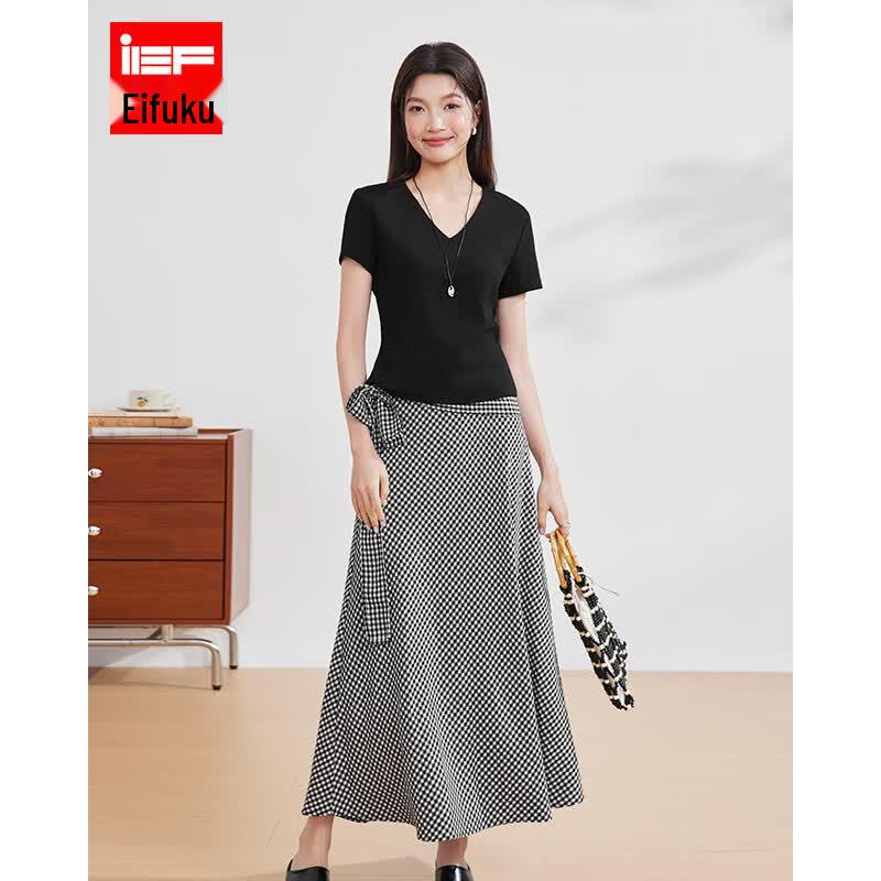 IEF 2026 Summer Korean Style Elegant Slim-Fit Two-Piece Long Skirt Set L