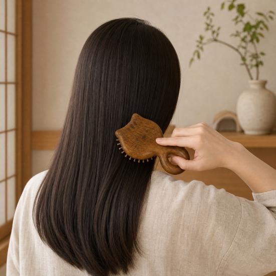 Cat Shape Air Cushion Brush Wooden Scalp Massager Brush Hair Growth Head Relaxation