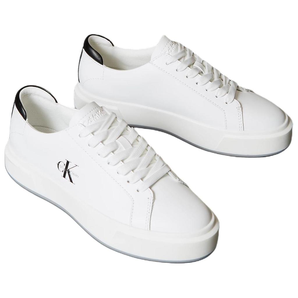 Calvin Klein Leather Lace-Up Platform Low-Top Sneakers Women sneakers White YW0YW0194501W