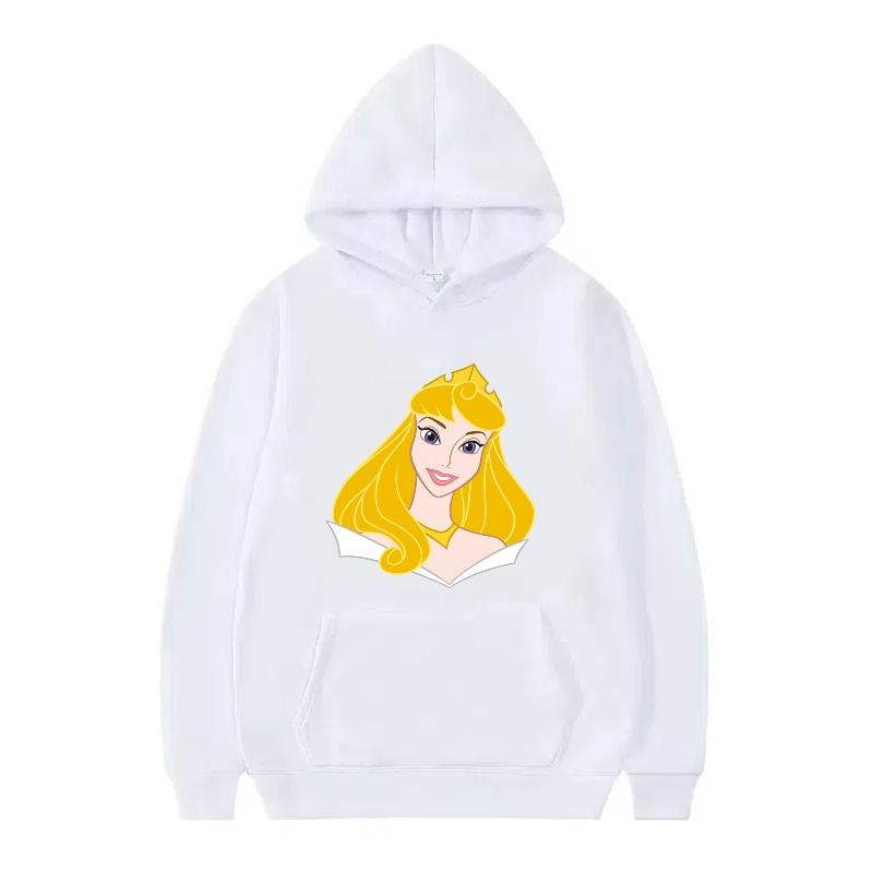 Disney Princess Pattern Woman Fashion Sporty Loose Black Spring Tops Clothes Pullovers Ladies Cheap Y2k Hoodies Men Sweatshirts