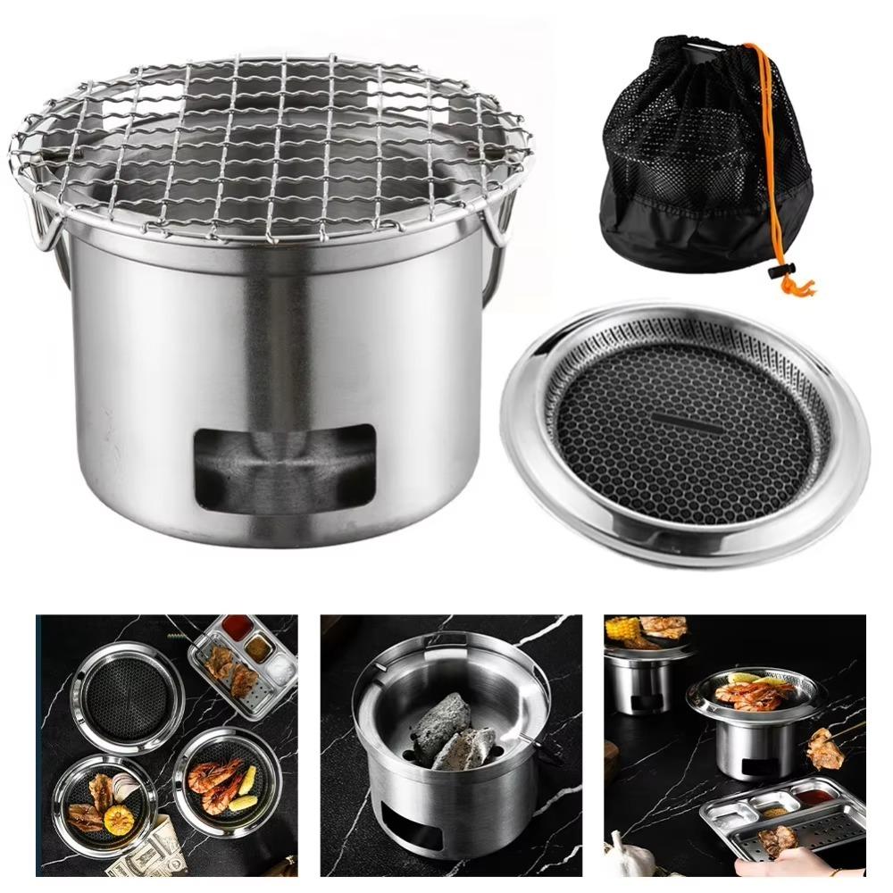 Gold/Silver Stainless Steel Camping Stove Rust-proof Grilling Stove Barbecue Stove  Picnic