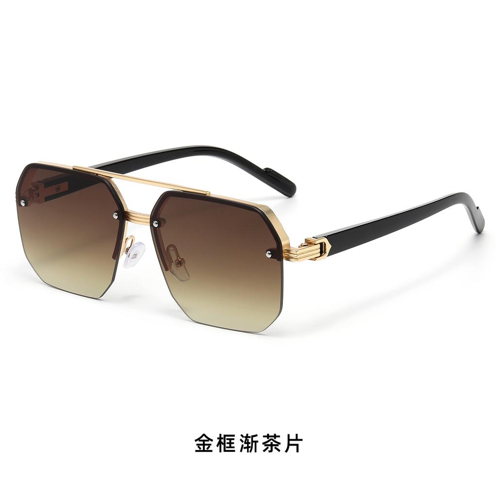 Metal square half-frame men's sunglasses fashion trend driving UV-proof sunglasses women's sunglasses