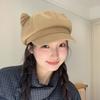 Solid Color Cat Ear Hat Woolen Octagonal Cap Fashion British Beret Hat  Autumn Winter