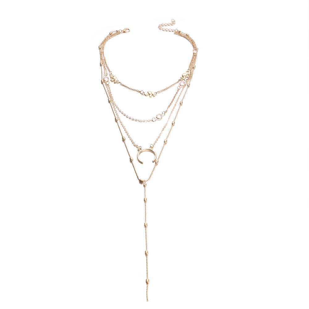 Specially For Bohemian Wind Moon Pendant Multi-Layer Handmade Necklace Set, Supply Four-Layer Models