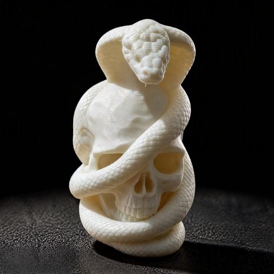 Gothic Skull Ornaments 3D Printed And Snake Figurine, Art Sculpture, Creative Unique Occult Style Gifts Skeleton Statue Ornament for Halloween