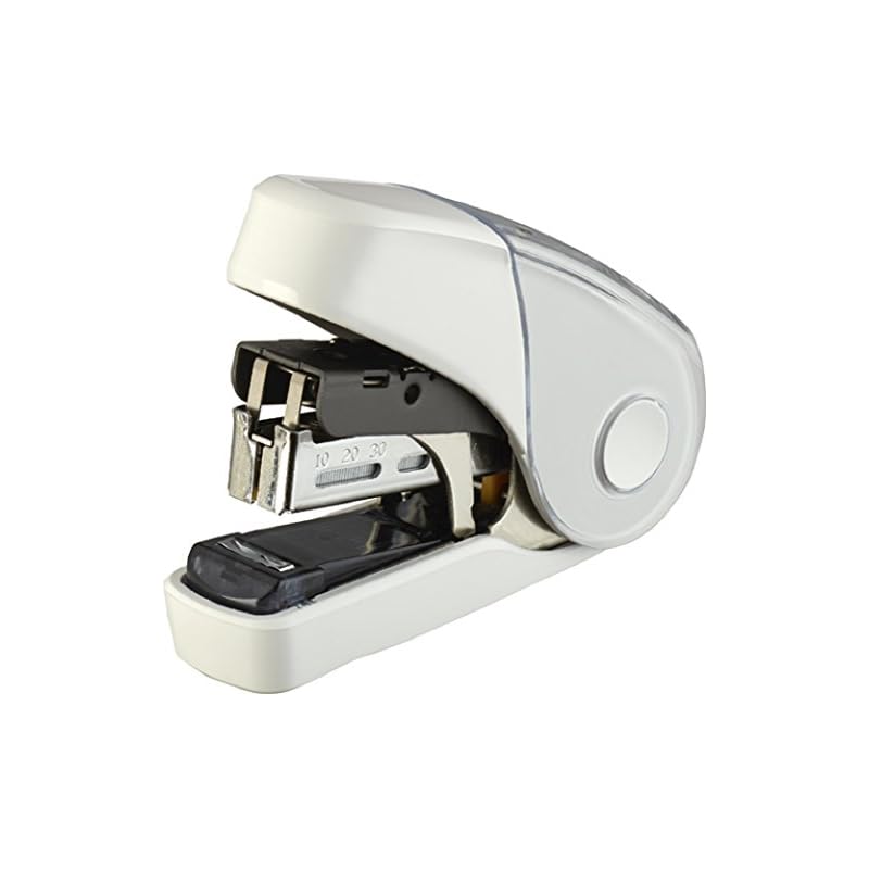 Max SacriFlat Stapler, 32-sheet Capacity, Holds 100 Spare Staples, White, HD-10FL3K/W