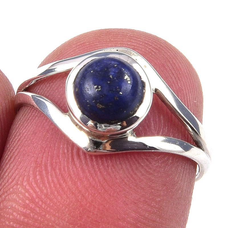 

Кольцо из чистого серебра 925 пробы с натуральным лазуритом ручной работы S.6 v1p19