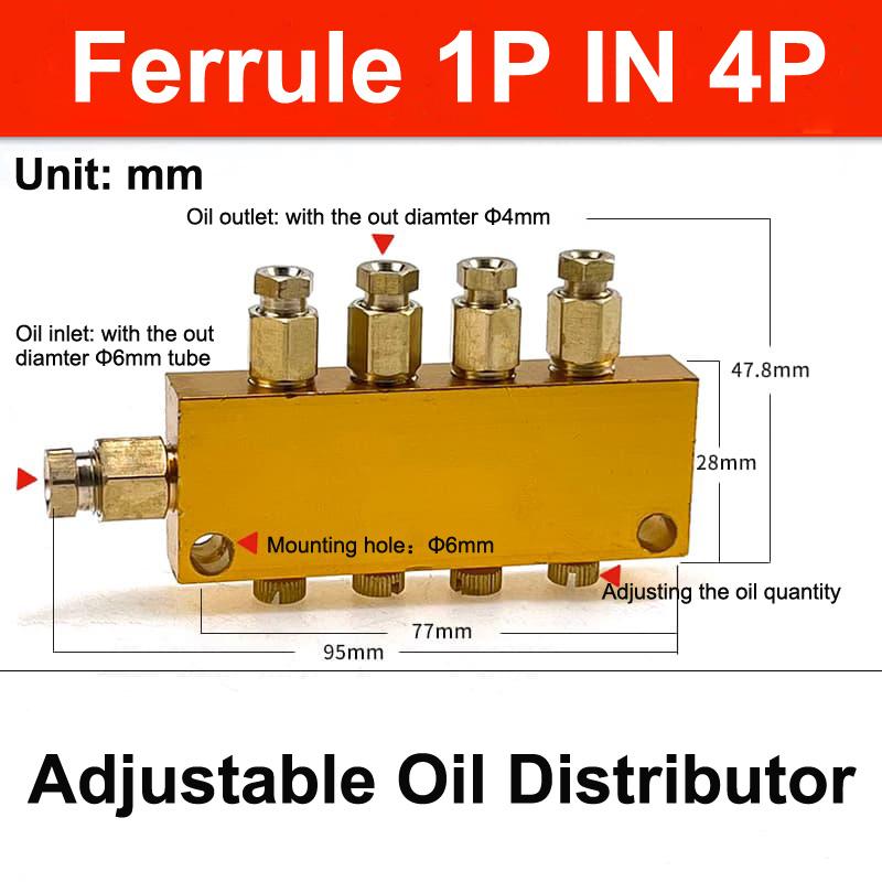 Aluminum 2/3/4/5/6/7/8/10/11/12 Way Adjust Lube Oil Piston Distributor Value Manifold Block 6mm Inlet 4mm Outlet for Lubrication