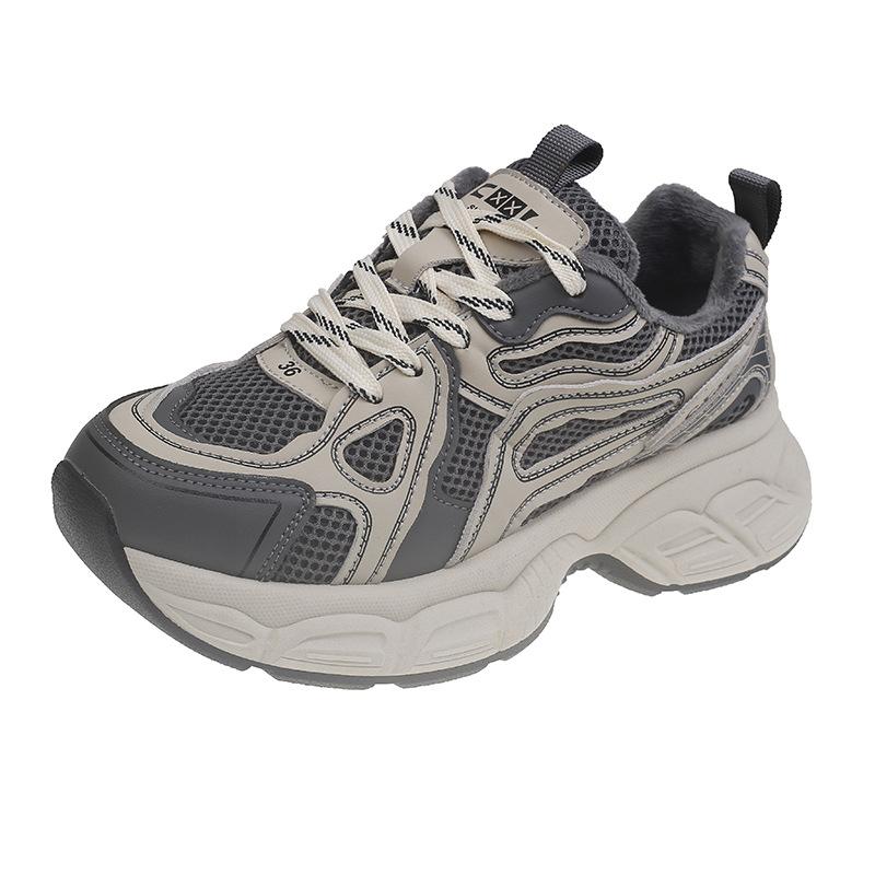 

Женские зимние серые кроссовки на толстой подошве для увеличения роста, легкие и дышащие, высококлассная повседневная спортивная обувь 40 серый