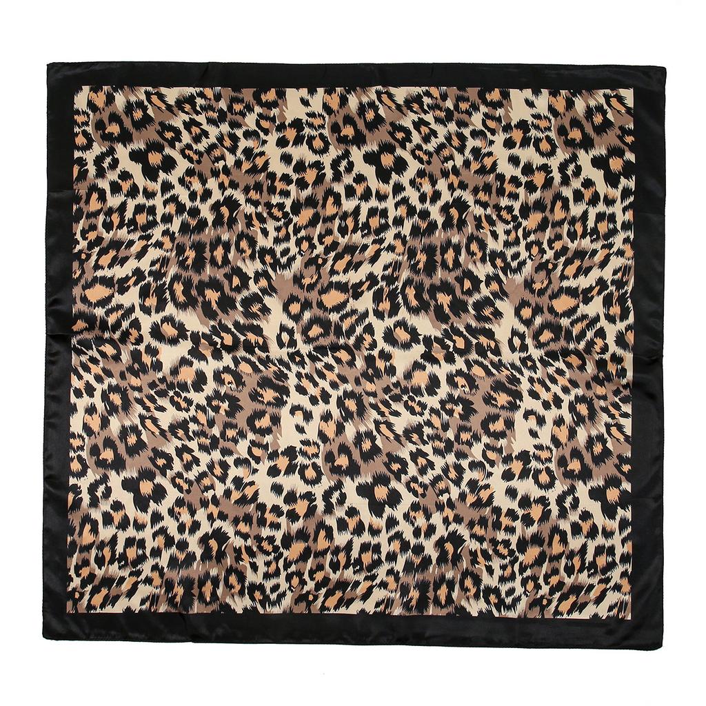 - Leopard Print Frame Satin Versatile Square Scarf Women'S Temperament Fashionable High-Quality Imitation Silk Scarf
