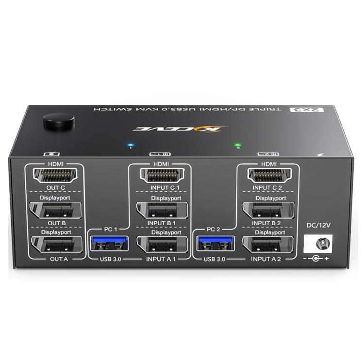

KC-KVM203DH 8K 30Гц USB3.0 DP+DP+HDMI KVM-переключатель для трех мониторов, вилка AU EU Plug