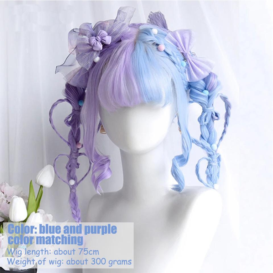 

Двухцветный парик, головной убор, синтетический парик, женский, двухцветный, прямая челка, парик из натурального химического волокна, головной убор 75CM