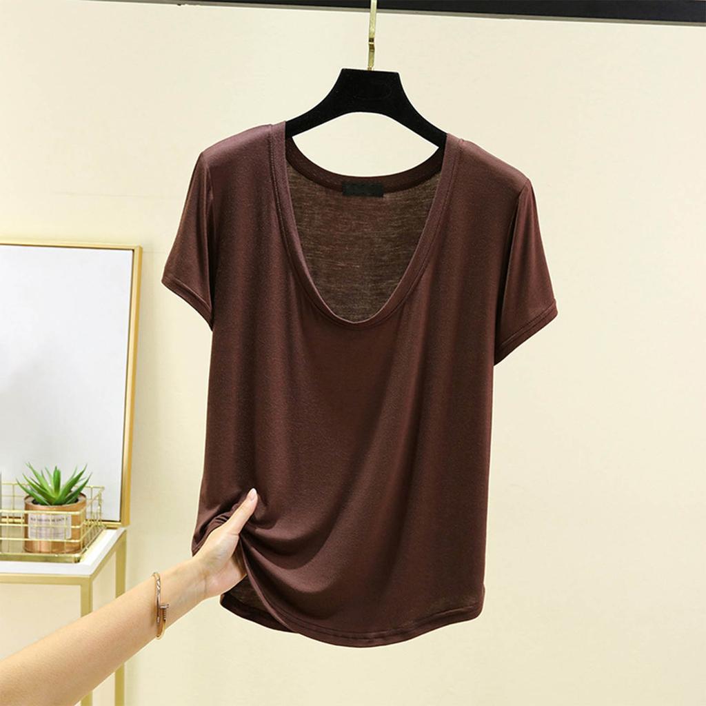 Women's Summer V-neck Thin Color Loose Inner Top Outer Sleeveless Bottom Shirt Tank Top
