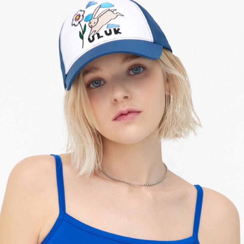 

ULUK Flower Rabbit Embroidered Cotton Two-Color Ball Cap (3 Colors) green