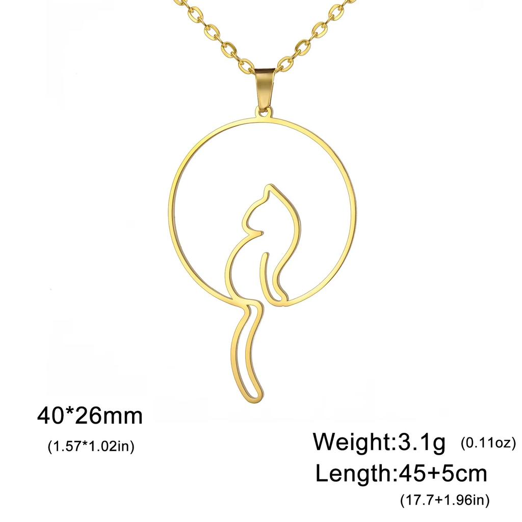 Teamer Cat Kitten Pendant Necklace Stainless Steel Pet Animal Necklace Cute Funny Cat Daily Jewelry for Women Girls No Rust