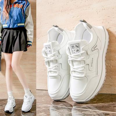 Autumn and Winter Women's Shoes, Women's Sneakers, White Sneakers, Low-top Round-toe Lace-up Casual Shoes