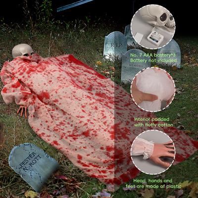 Halloween Decorations Horror Voice-activated Corpses Blood Cloth Lying Corpse Glowing Sound Fake Human Body Haunted House Props