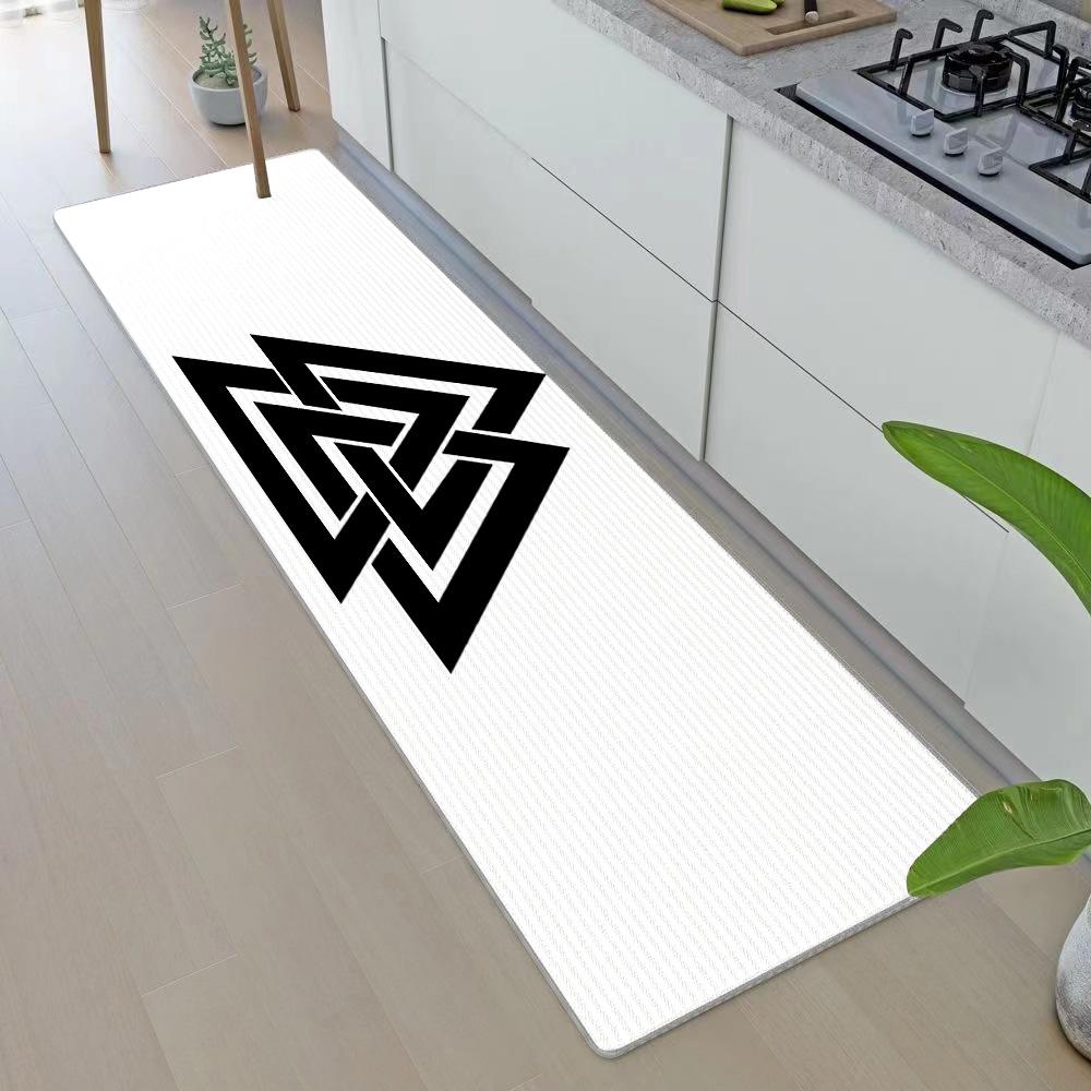 Entrance Front Doormat Symbol Valknut Nordic Valhalla Non-slip Kitchen Living Room Rug Balcony Bathroom Foot Floor Mat Carpet