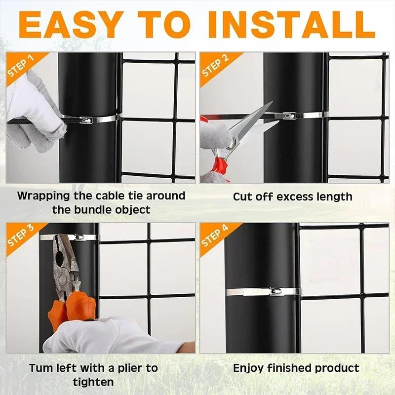 Metal Cable Ties Stainless Steel Self Locking Fastening Rings Heavy Duty Cables Tie Strap Exhaust Wrap Organizer For Home Office