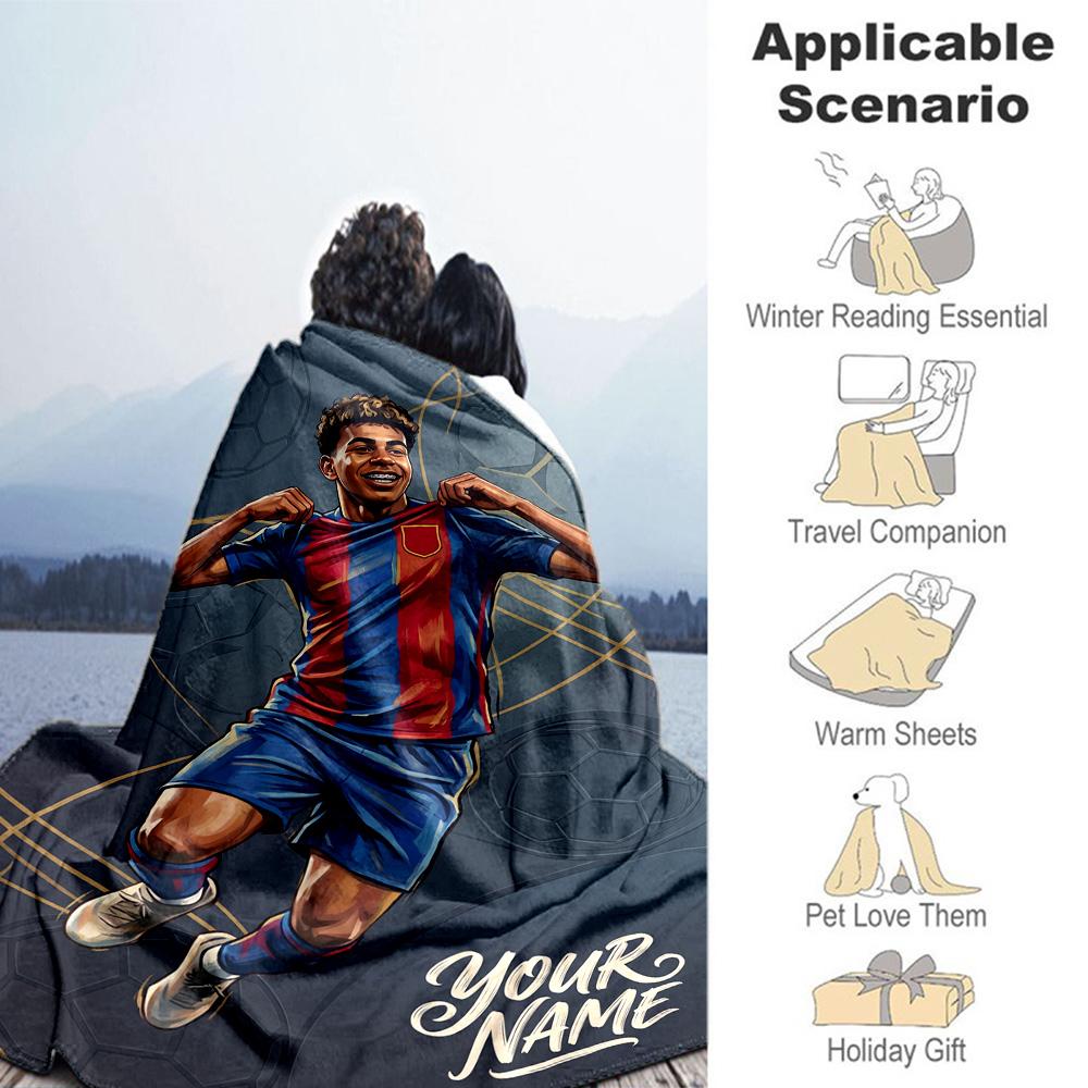 Lamin Yamal Personalized Text Blanket Lightweight Customizable Blanket Ultrasoft For Couch Office Chair Bedding Home Decor Allseason Use
