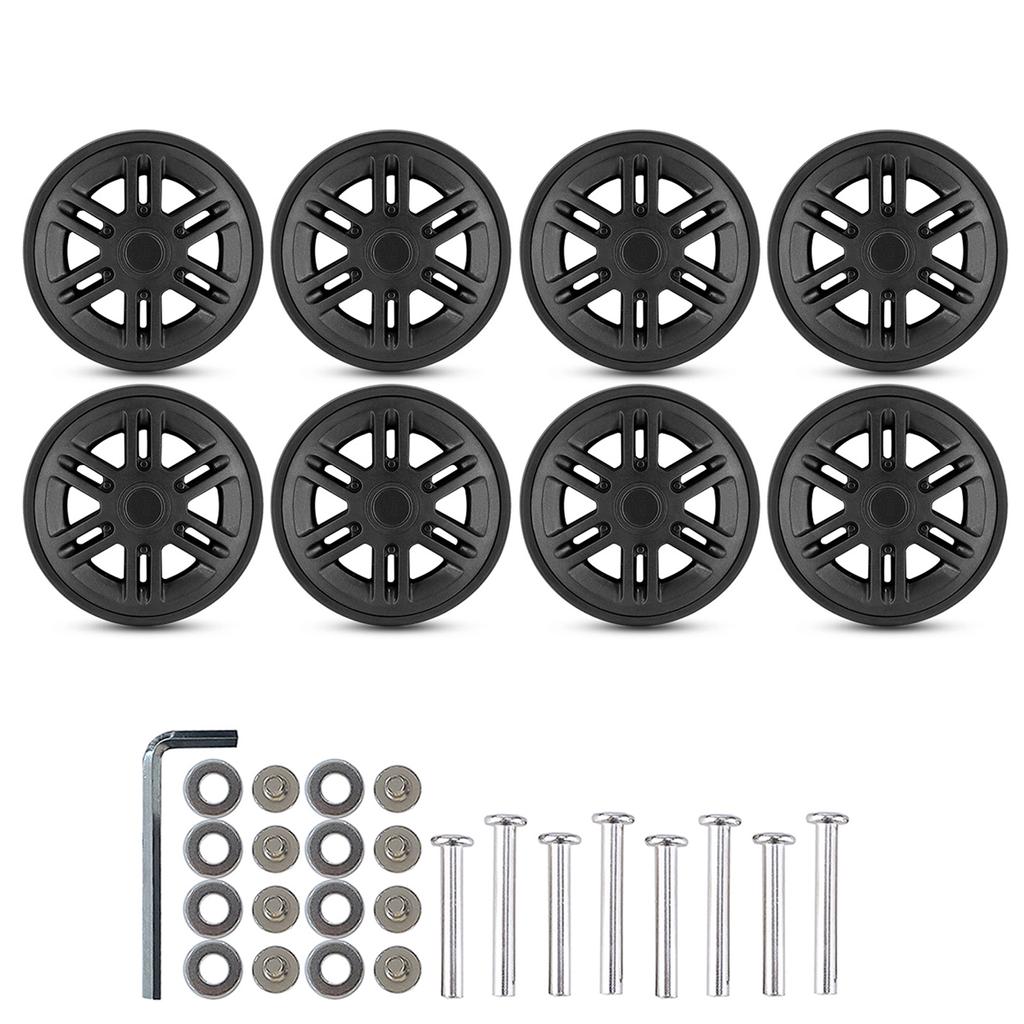 Set of 8 Travel Luggage Suitcase Replacement Wheels 60mm Plastic Caster Wheels Repair Kits Shelf Replacement Wheels