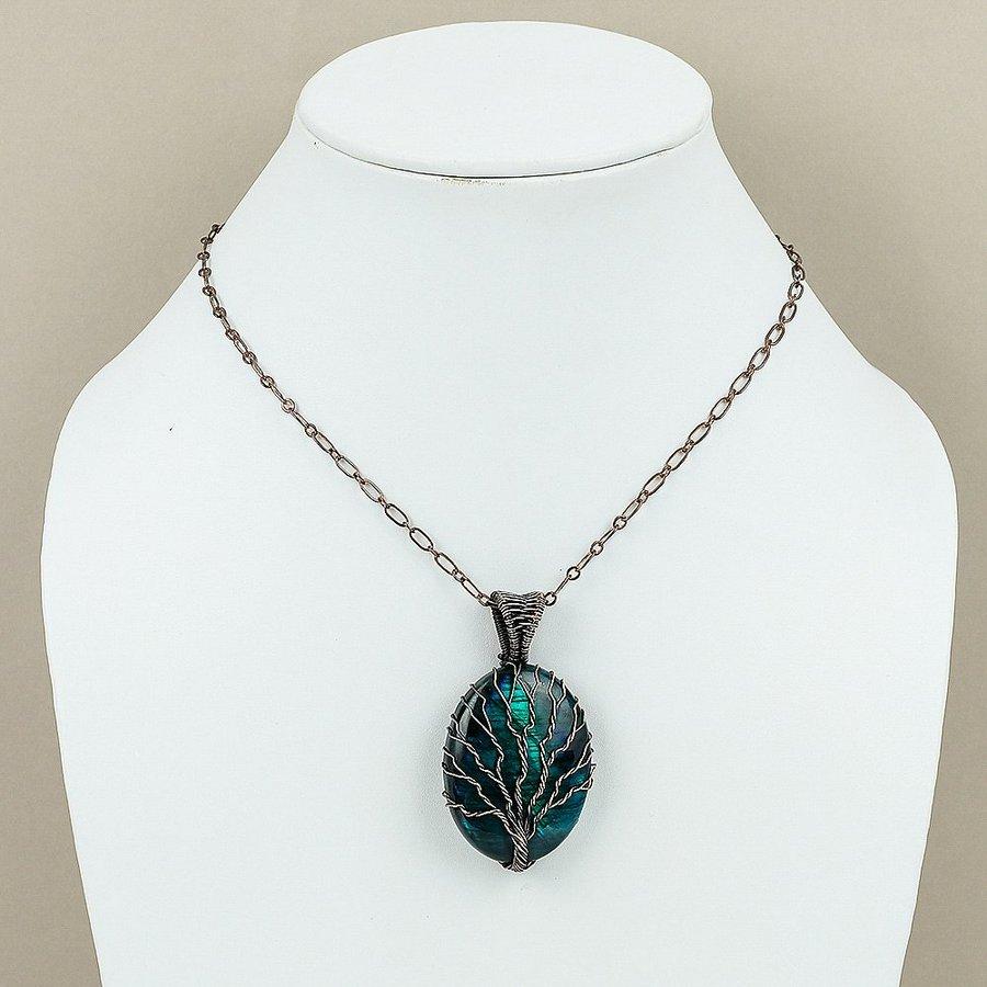 Blue Labradorite Handmade Copper Wire Wrap Jewelry Pendant 2.29" M6i31