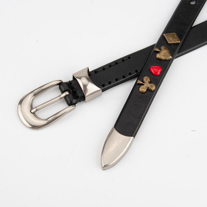 Trendy High-end Punk Style Rivet Leather Belt Women's Personality Color Poker Decoration Jeans Belt Belt