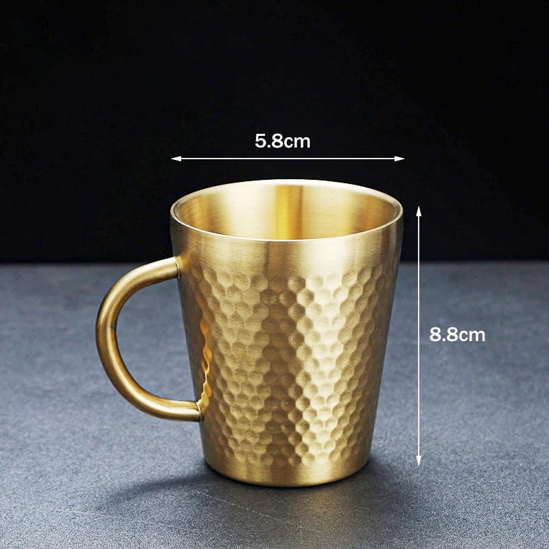 Gold 304 Stainless Steel Beer Mug Water Cups With Handle Coffee Milk Juice Mugs Summer Bar Tool Anti-Scalding For Kitchen Drink