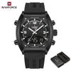 Naviforce Men's Quartz Digital Watch LCD Chronograph Date Luminous Hands 30m Waterproof Silica Strap Sports Outdoor Men's Wristwatch NF9242