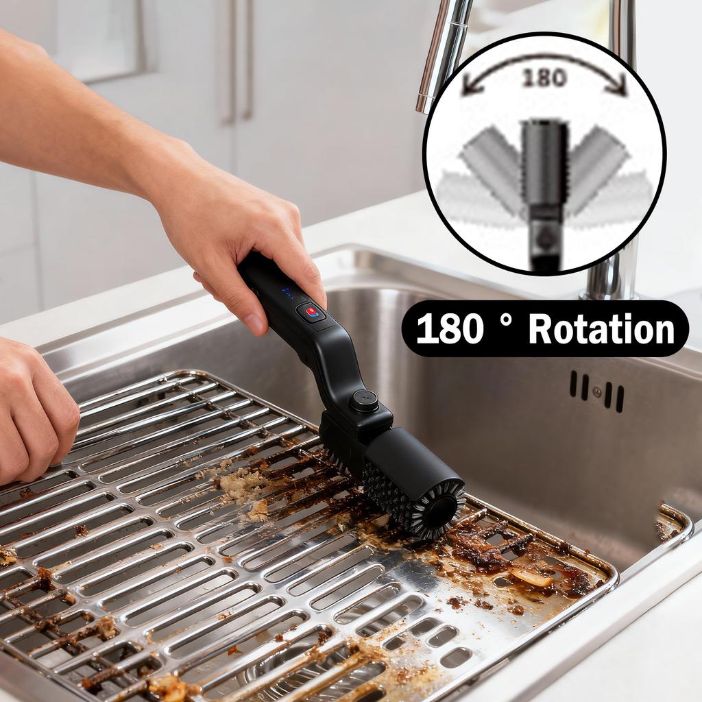 Elektrische rotierende Grillbürste, Kabellose Lade-Grillreinigungsbürste, Verstellbarer Winkel, Borstenlos.