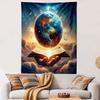 "Glowing Earth Above Open Magical Book" Patterned Tapestry Home Decor, Suitable for Bedroom and Living Room, Gift