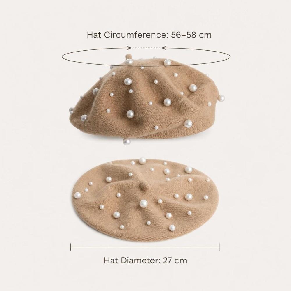 Fashion Warm Winter Wool Berets Hat Retro Pearl French Artist Hat All Matched Solid Color Felt Berets for Women