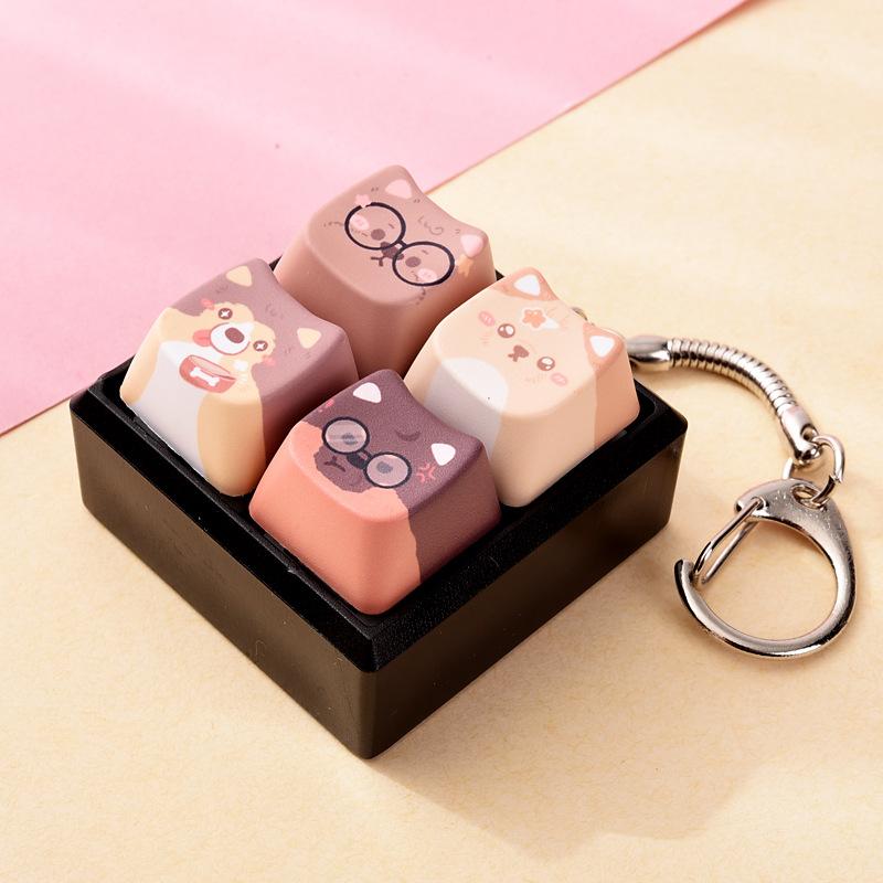 Cute Dog Squeeze Keychain Creative Stress Relief Fidget Pendant Mini Sensory Toy for Handbags Kids Party Gifts