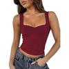 Women's Square Neck Sleeveless Tank Top Slim Fit Streetwear Solid Color Crop Top