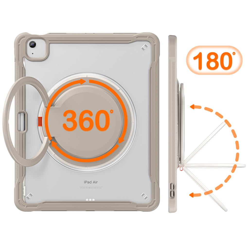 For iPad Air 13 (2025)/(2024)/Pro 12.9 (2022)/(2021)/(2020)/(2018) Case Rotary Kickstand PC+TPU+Silicone Tablet Cover