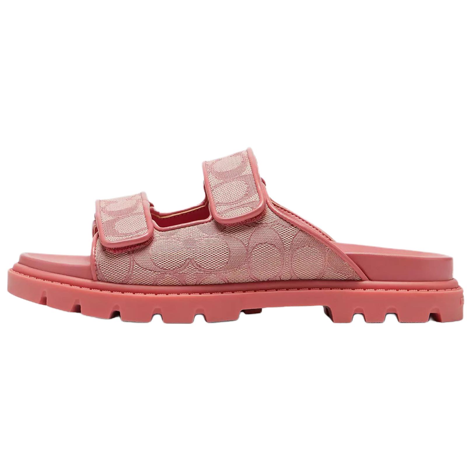 

Женские шлепанцы-слайды Coach Signature с круглым носком и двойной пряжкой, жаккардовые, розовая расцветка, CBN29-OUS 36.5