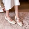 2123-2 French Square Head Cross Strap Square Heel Mary Jane Single Shoes Autumn New French Versatile Low Heel Single Shoes Women