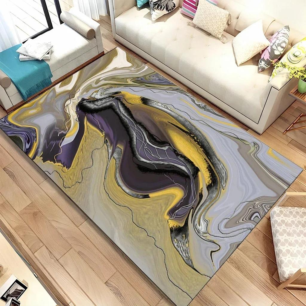 Colour Gold Nordic Marble Splendid Area Rug Large Carpet Marbling Rugs for Home Living Room Bedroom Decor Door Mat Floor Mats