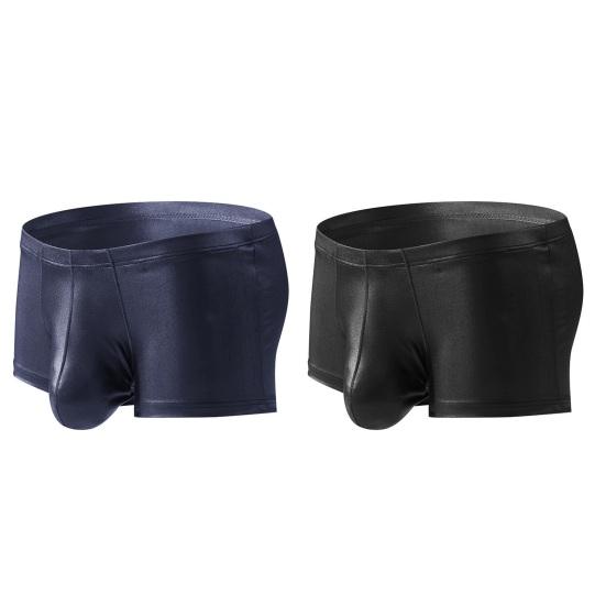 Men Boxer Underwear Elastic Mid-rise Tight Cut High Elasticity Shorts Panties Solid Color U-Convex Breathable Panties