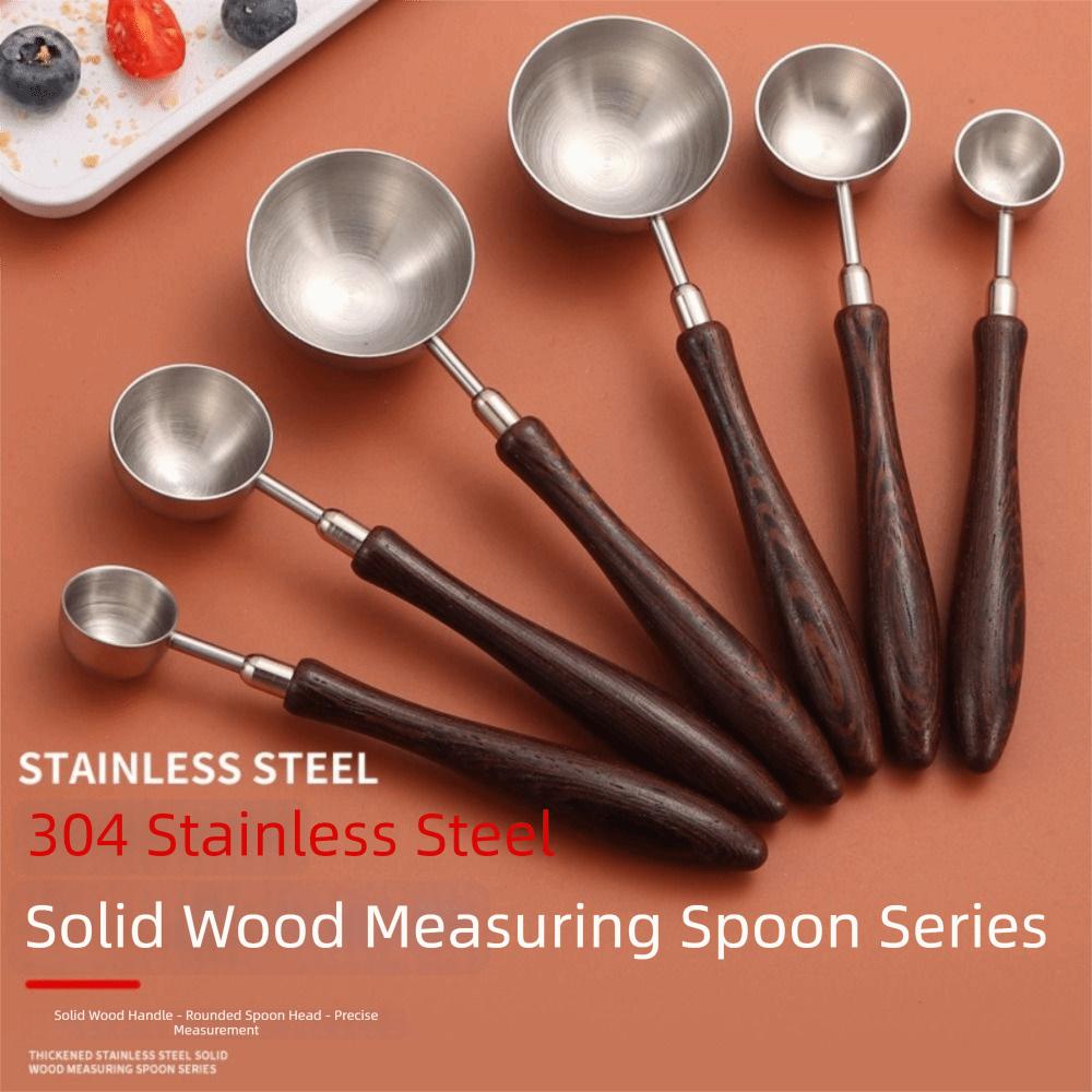 Stainless Steel Long Coffee Scoop Spoon Wood Handle Measuring Spoon Tea Scoop Spoon Kitchen Tool