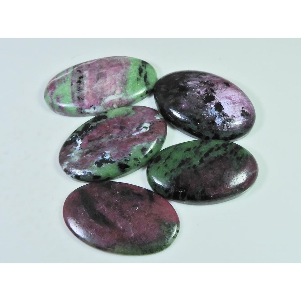 306Cts.. Natural Ruby Zoisite Oval Cabochon Loose Gemstone 05Pcs Lot C-500
