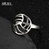 Smjel Stainless Steel Rings For Women Men Sport Jewelry Athlete Geometric Volleyball Ring Adjustable Size Club Gifts