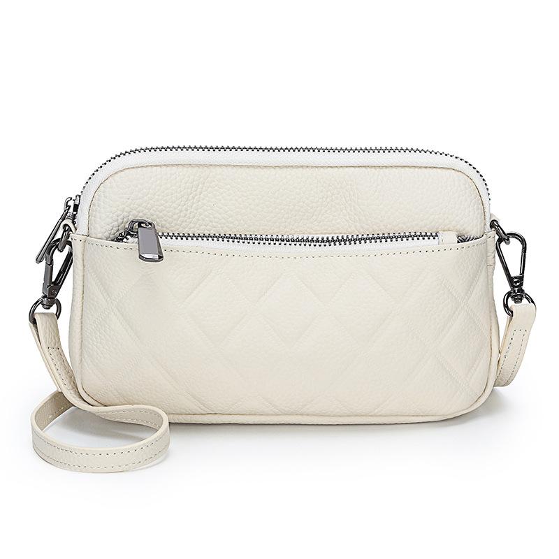 Fashion Diamond Shell Hand Bag Shoulder Crossbody First Layer Cowhide Soft Leather Wrist Women'S Bag Tide