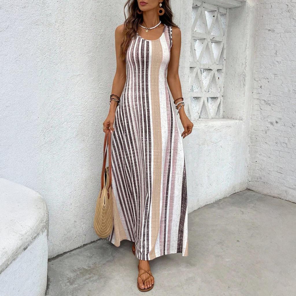 Women's Dress Casual Flowy Dresses R-neck Vocation Boho Beach Sundress