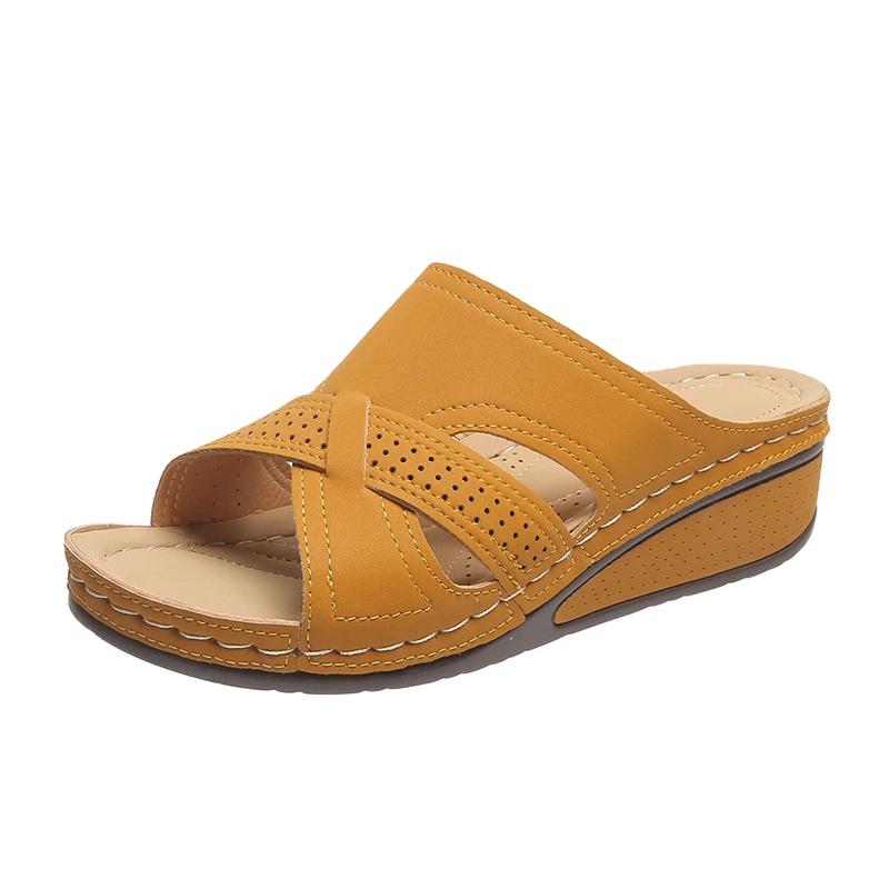 Fashion Shoes Female 2024 High Quality Open Toe Women's Slippers Plus Size Casual Slippers Women Round Toe Wedges Platform Shoes Women